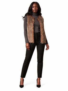 Love on a Hanger Brown Faux Fur Knit Sweater Vest Boho XL